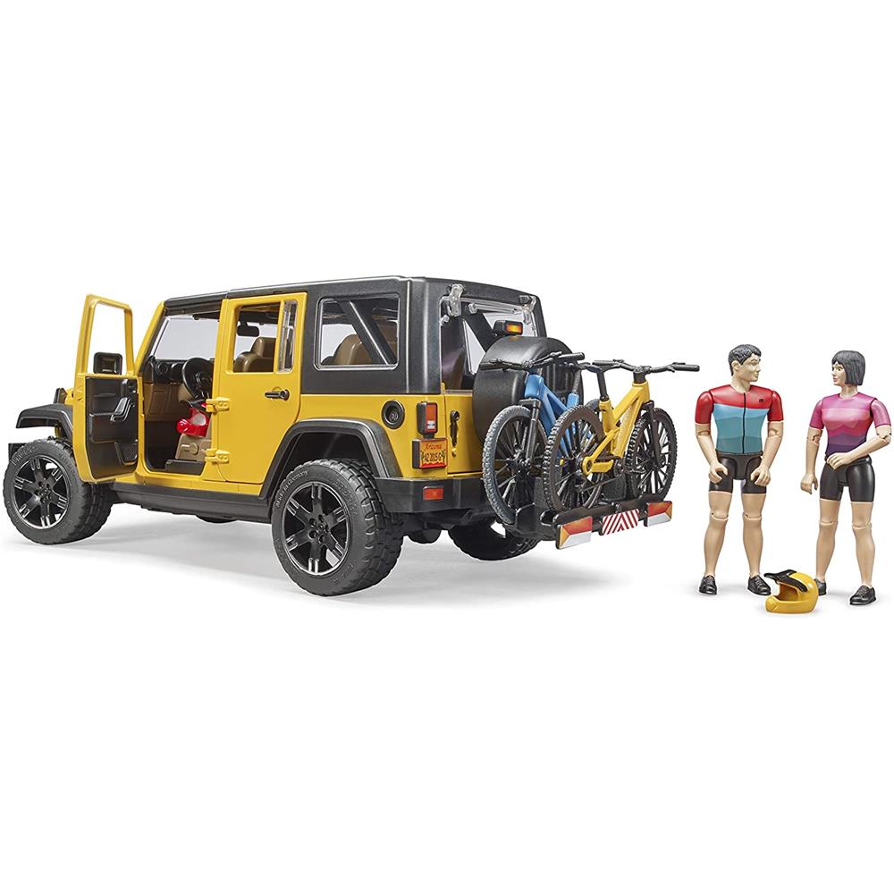Bruder 02543 - Jeep Wrangler Rubicon Unlimited mit Mountainbike und Radfahrer