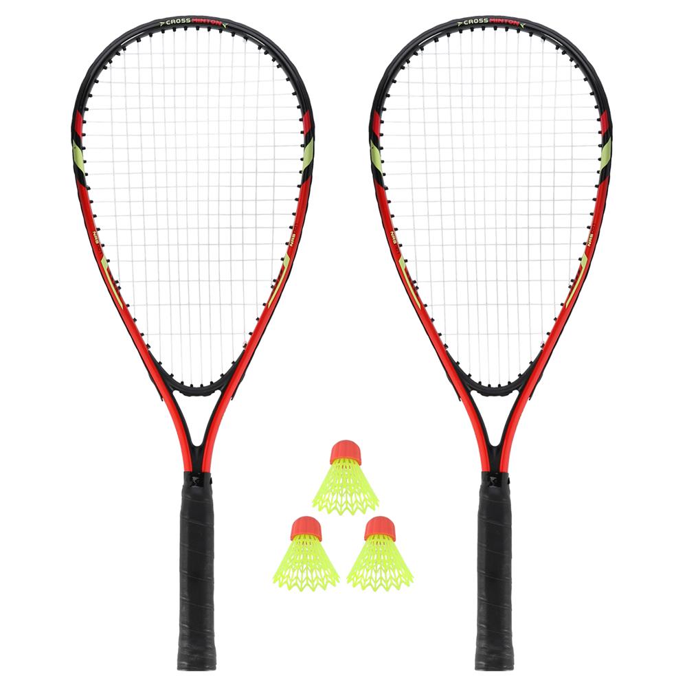 NILS Crossminton-Set, Rot, 2x Schläger, 3x Federbälle (Speeders), 1x Schutzhülle
