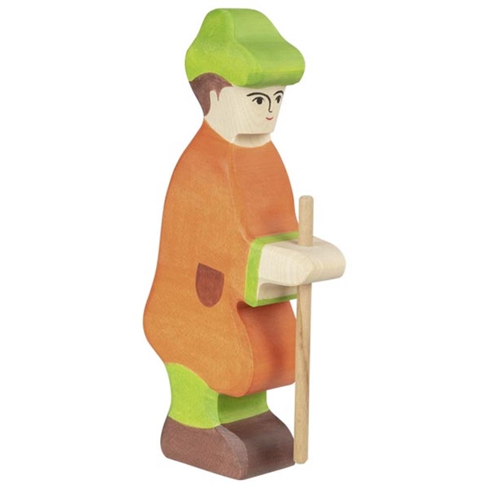 Holztiger Holzfigur - Hirte mit Stab, Krippenfigur, Holzspielzeug, ab 3 Jahren