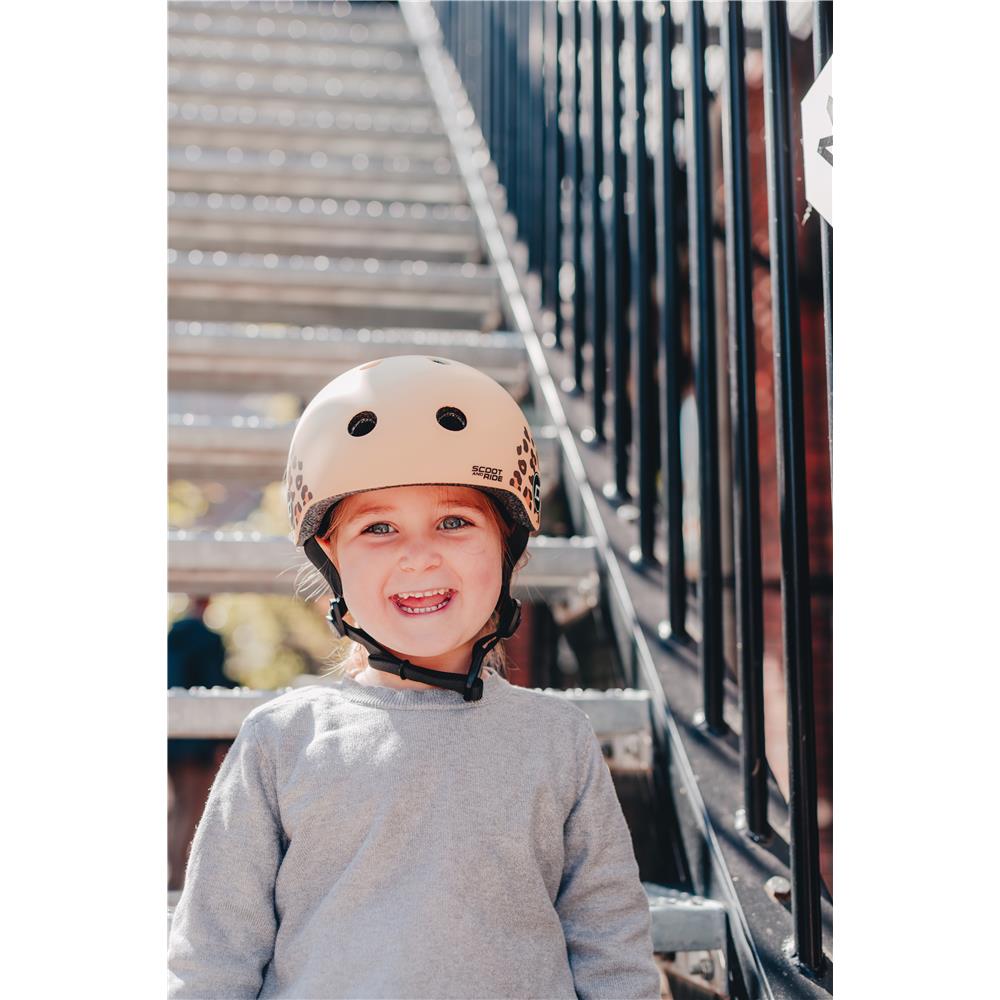 Scoot & Ride Kinderhelm Größe XXS-S (45-51 cm) leopard - Schutzhelm mit LED-Licht