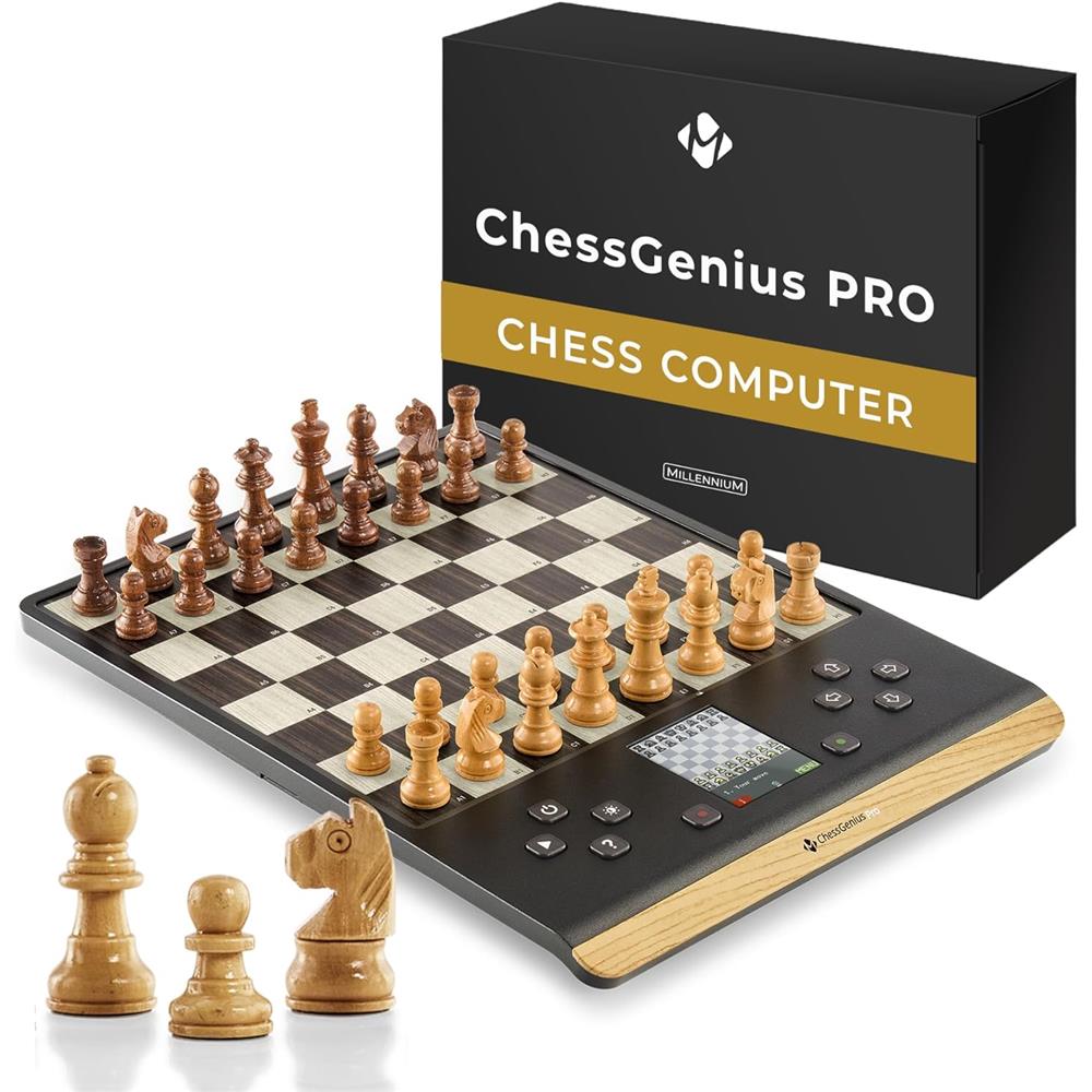 MILLENNIUM M818 ChessGenius Pro Wood Edition – Schachcomputer mit Echtholzfiguren