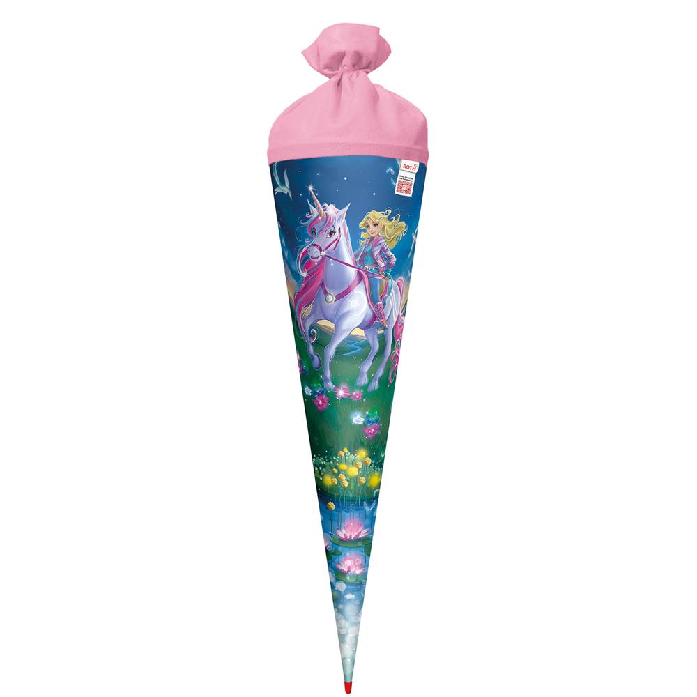 Roth Schultüte Magische Einhornreiterin, 70cm, rund, Rot(h)-Spitze, Filzverschluss