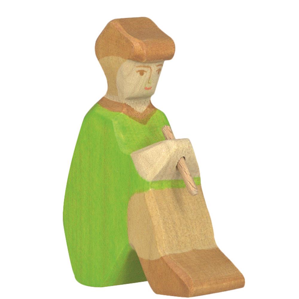 Holztiger Holzfigur - Hirte mit Flöte 3, Krippenfigur, Holzspielzeug, ab 3 Jahren