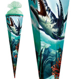 Roth Schultüte Dino Mosasaurus, 85cm, eckig, Rot(h)-Spitze, Tüllverschluss, Spezialborte