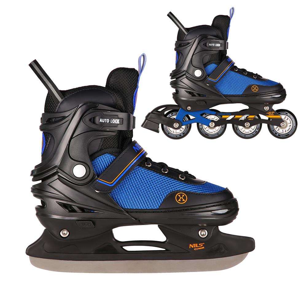 NILS EXTREME NH18188A 2in1 Inliner Schlittschuhe Gr. 39-43, Schwarz-Orange, verstellbar