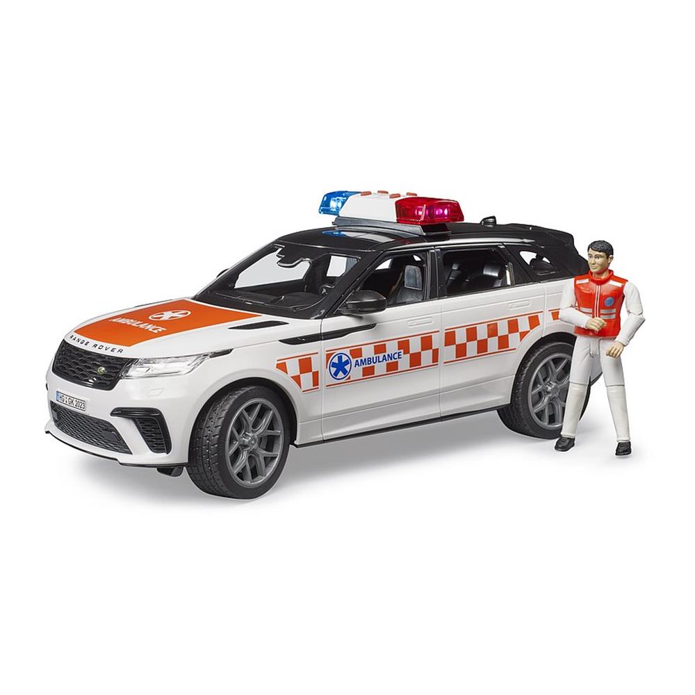 Bruder 02885 - Range Rover Velar Notarztfahrzeug mit Fahrer, 1:16, mit Licht & Sound Modul