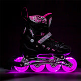 NILS EXTREME NH10905 4in1 LED Inliner Schlittschuhe Rollschuhe Gr. 39-42, Rosa, verstellbar