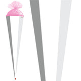 Roth Schultüte-Rohling/Basteltüte, weiß, 85cm, eckig, Rot(h)-Spitze, mit Tüllverschluss (pink)