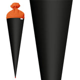 Roth Schultüte-Rohling/Basteltüte, schwarz, 70cm, rund, Rot(h)-Spitze, mit Filzverschluss (orange)