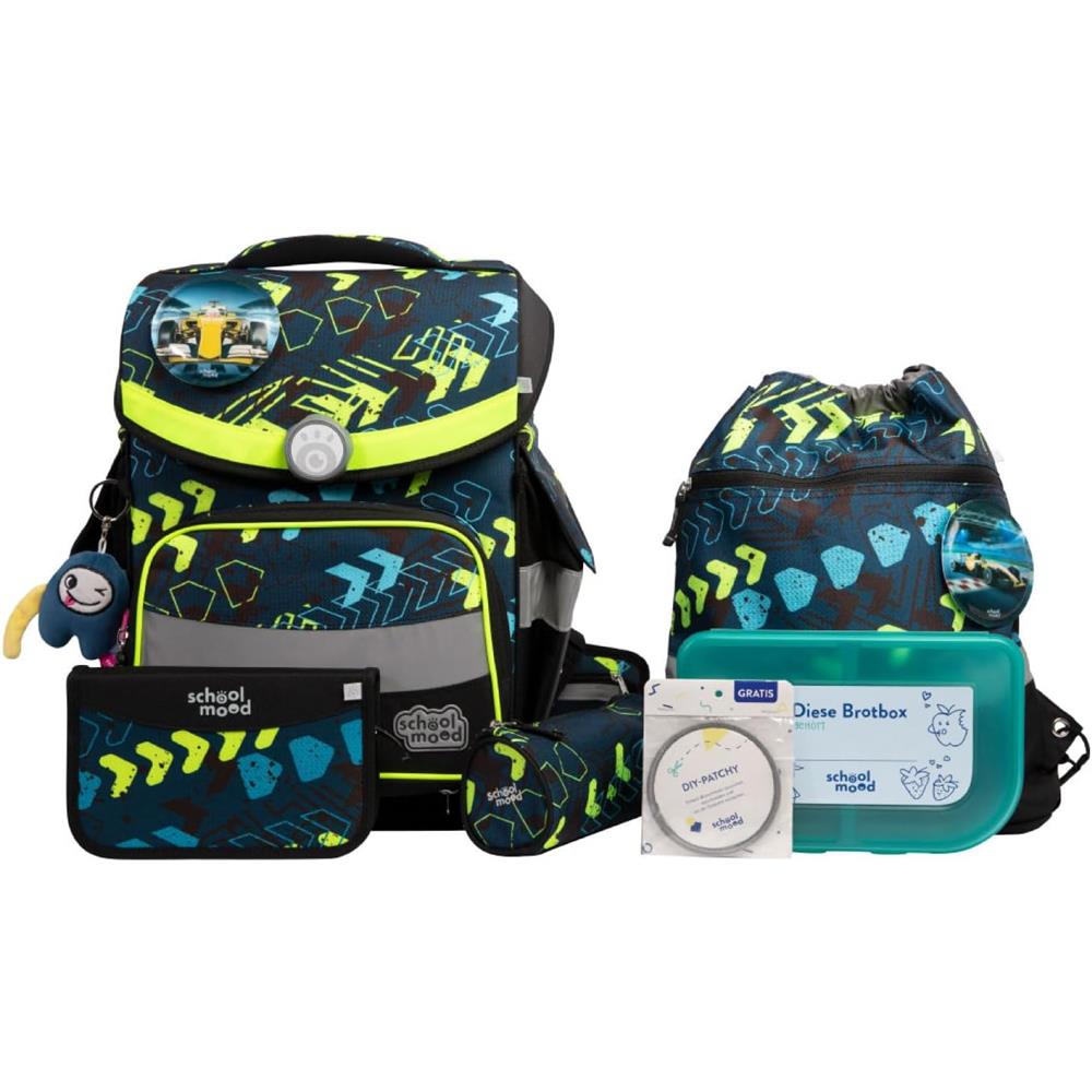 School-Mood Schulranzen Set Timeless Pro Elias (Rennwagen) 7-teilig