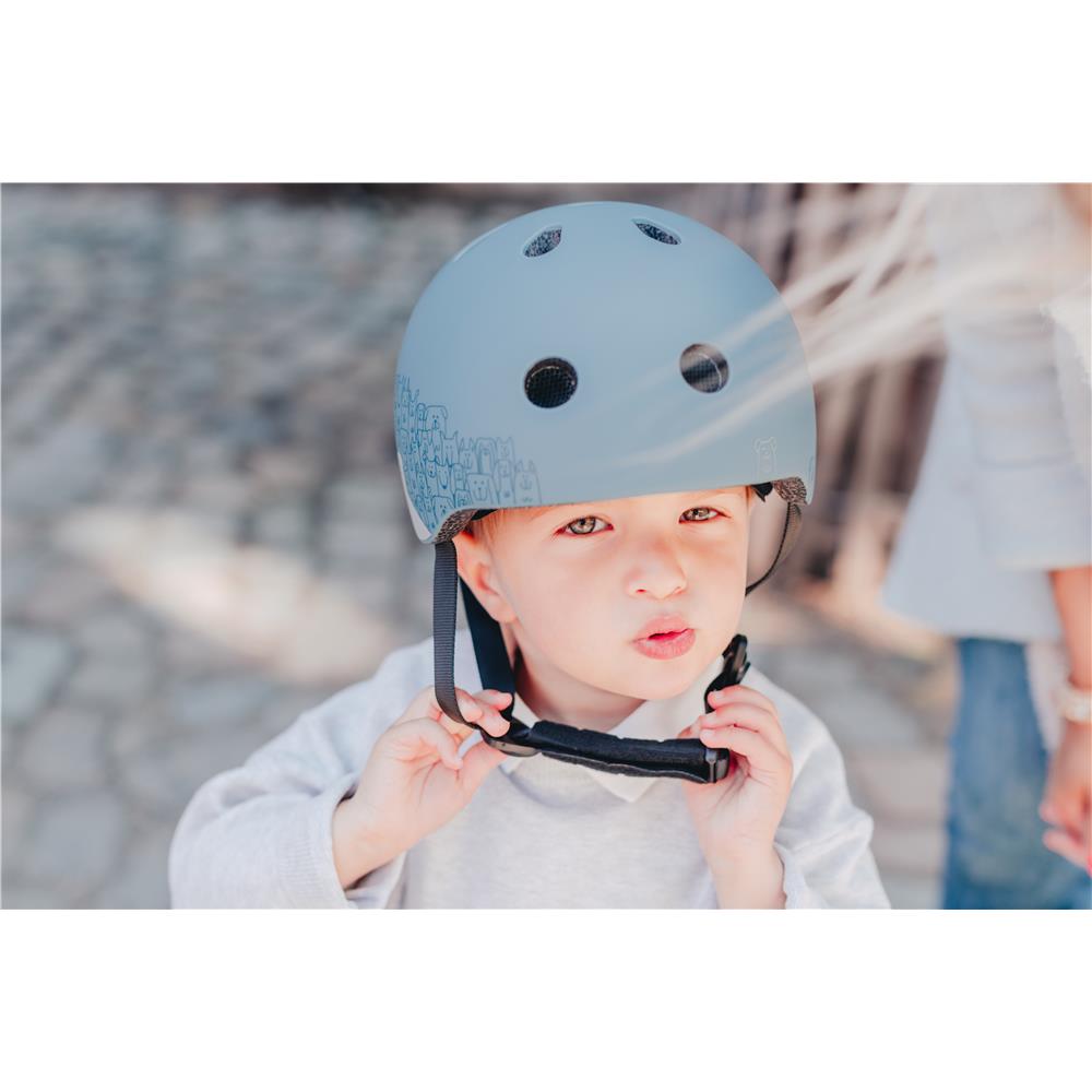 Scoot & Ride Reflektierender Kinderhelm Größe XXS-S (45-51 cm) steel - mit LED-Licht