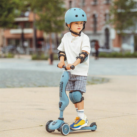 Scoot & Ride Protectiv Set, Größe XXS-S steel, Knieschoner und Ellbogenschoner Set in blau