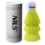 NILS LED Badmintonbälle Nylon 3 Stück, Bunt, Freizeit Indoor Outdoor