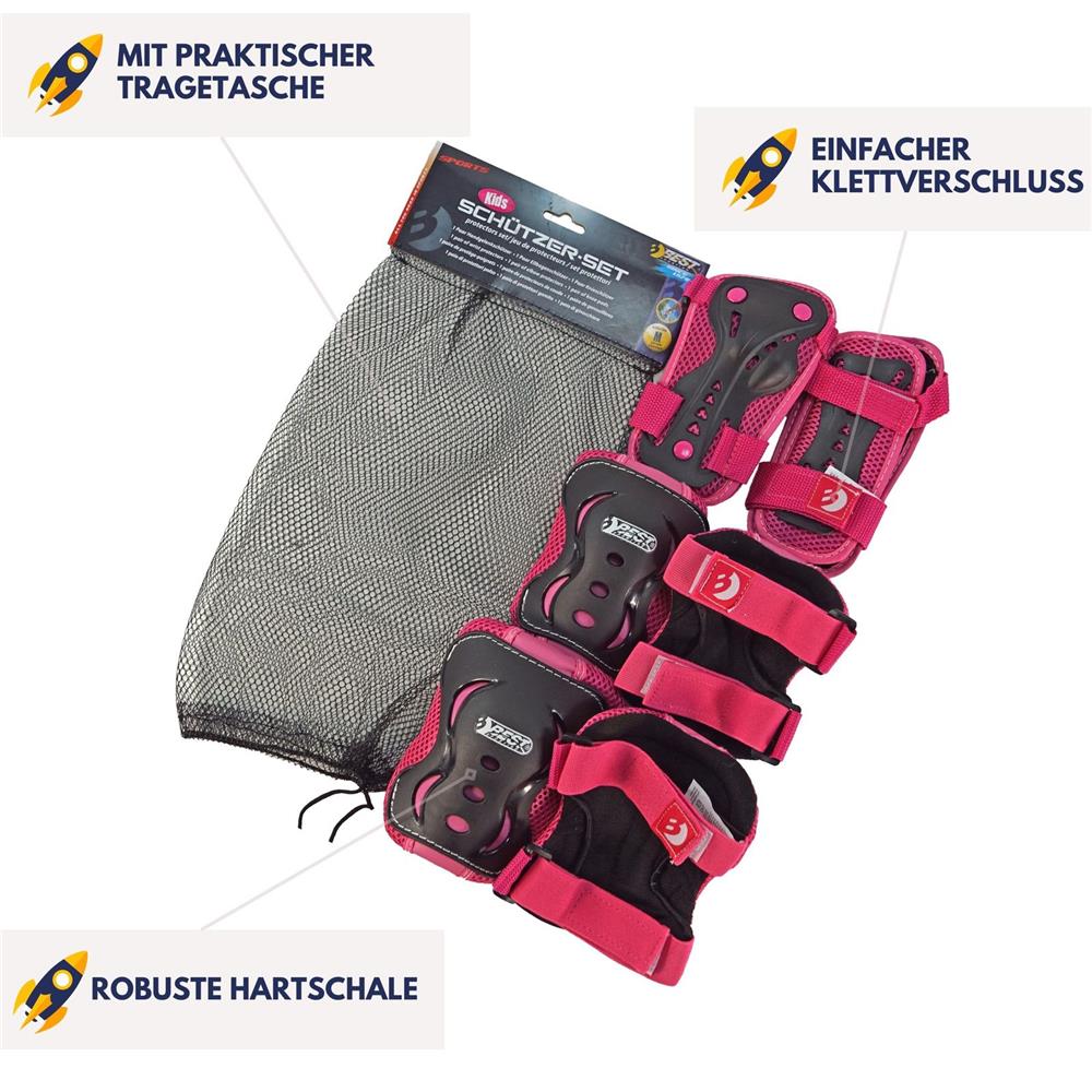 Best Sporting Gelenkschützer Set, Größe M Pink/Schwarz, Kinder Inline Skates Skateboard