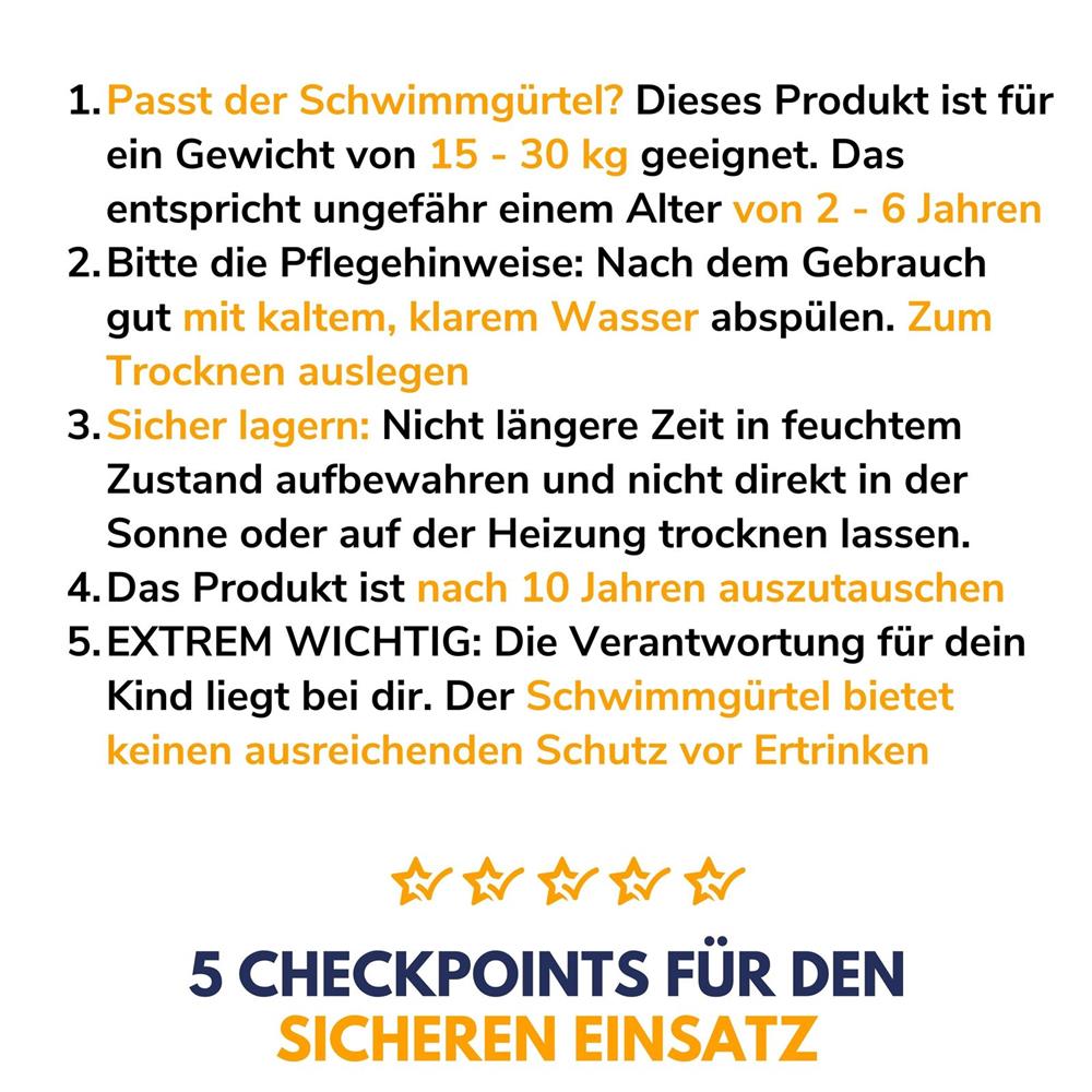 Best Sporting Schwimmgürtel mit 6 Paddle in blau, Schwimmgurt Schwimmhilfe für Kinder von 18-30 kg