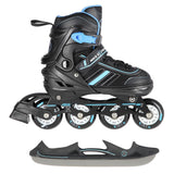 NILS EXTREME NH18191 2in1 Inliner Schlittschuhe Kinder Gr. 29-33, Schwarz-Blau, verstellbar