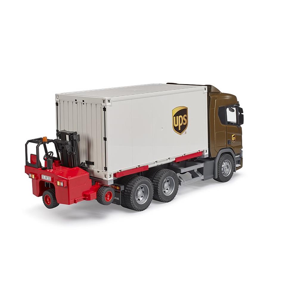 Bruder 03582 - Scania Super 560R UPS Logistik-LKW mit Mitnahmestapler