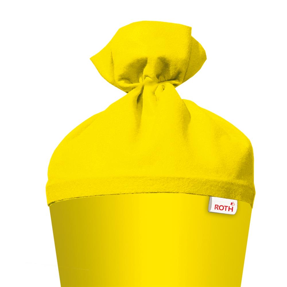 Roth Schultüte-Rohling/Basteltüte, gelb, 70cm, rund, Rot(h)-Spitze, mit Filzverschluss