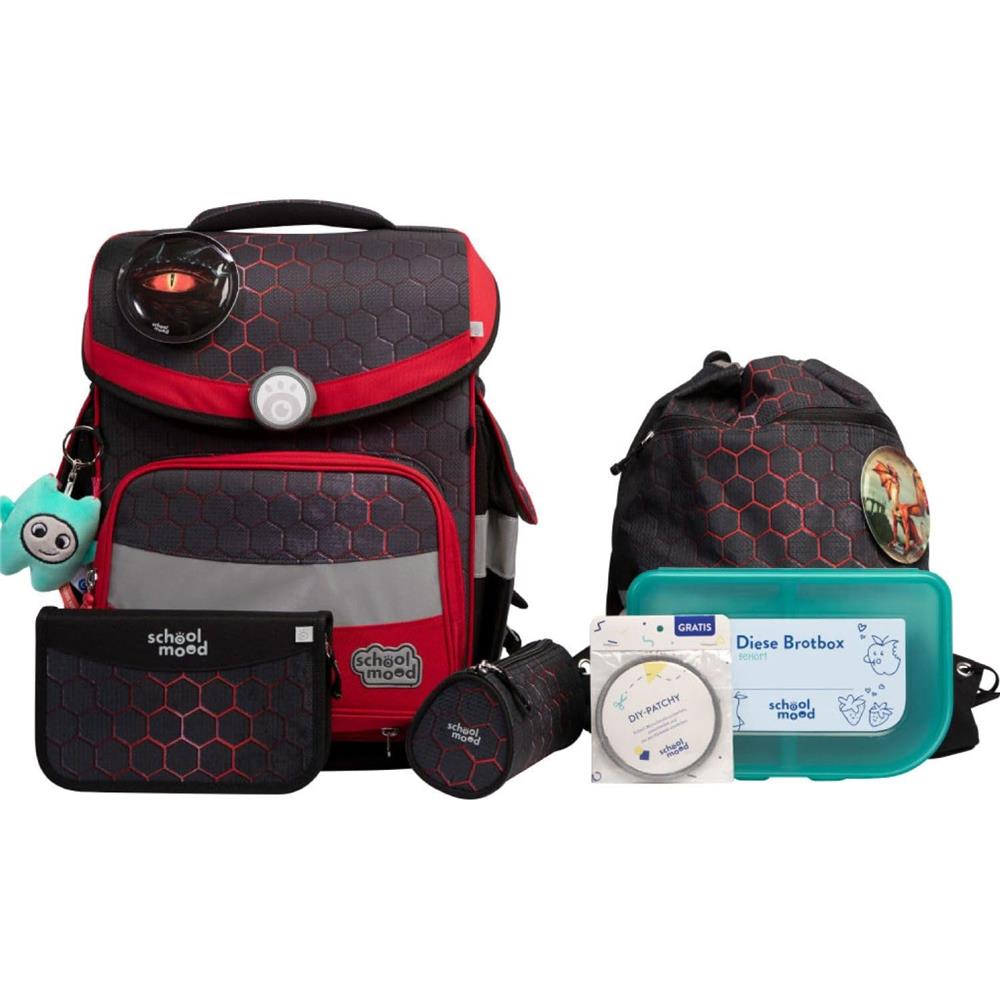 School-Mood Schulranzen Set Timeless Pro Mika (Drache) 7-teilig
