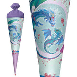Roth Schultüte Drachenliebe, 70cm, rund, Rot(h)-Spitze, Filzverschluss, Glitter