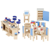 goki Puppenmöbel Küche, 30-teiliges Puppenhauszubehör aus Holz