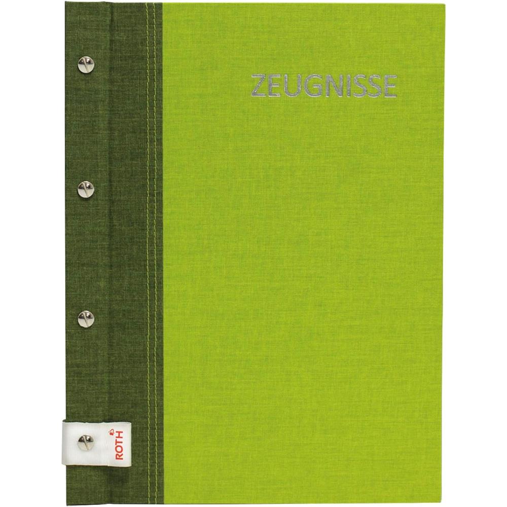 Roth Zeugnismappe Bicolor Olive-Green, mit 12 A4 Klarsichthüllen, im Buchleineinband