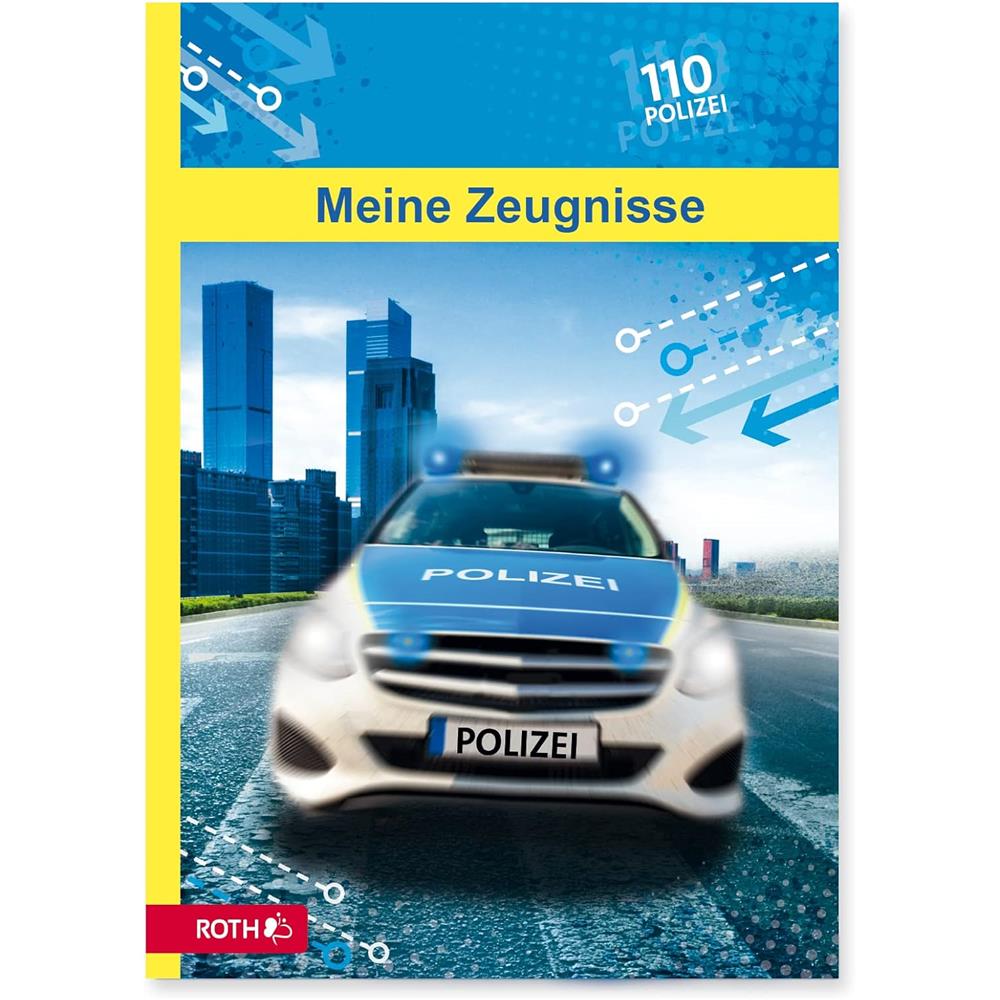 Roth Zeugnismappe Polizei 110, mit 10 A4 Klarsichthüllen