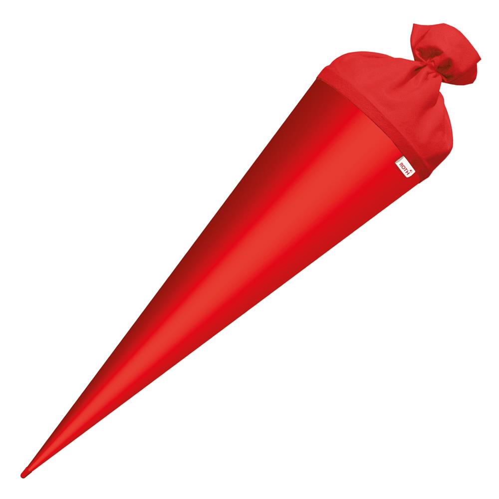 Roth Schultüte-Rohling/Basteltüte, rot, 70cm, rund, Rot(h)-Spitze, mit Filzverschluss