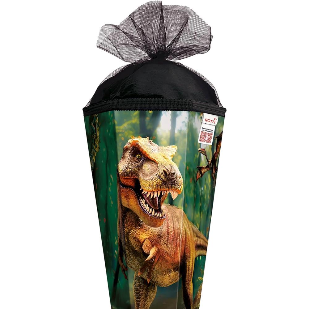 Roth Schultüte Dinosaurier T-Rex, 85cm, eckig, Rot(h)-Spitze, Tüllverschluss