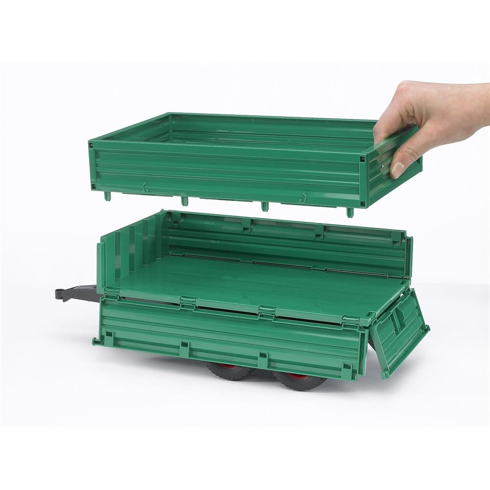 Bruder 02010 - Tandemachs-Transportanhänger mit Aufsteckbordwand