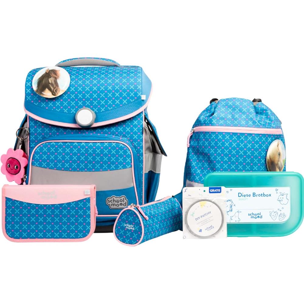 School-Mood Schulranzen Set Timeless Pro Mila (Pferd) 7-teilig