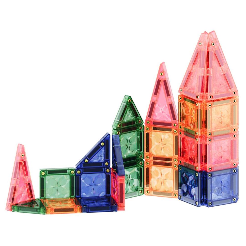 Cleverclixx Mini Tiles Pack Pastellfarben 28 Teile, kompaktes Design für unterwegs ToGo, inklusive Aufbewahrungsbox, Magnetspielzeug