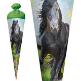Roth Schultüte Power Pferd, 70cm, rund, Rot(h)-Spitze, Filzverschluss