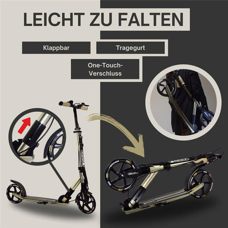 Best Sporting Cityroller 205 mm klappbar, Schwarz-Gold