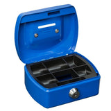 Idena Geldkassette Mini Metall blau 6 Fächer abschließbar
