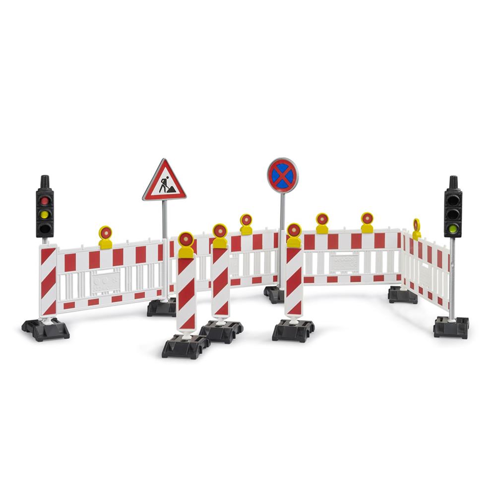 Bruder 62009 - Zubehör: Verkehrssicherungsset mit Ampeln, Baustellenabsperrung