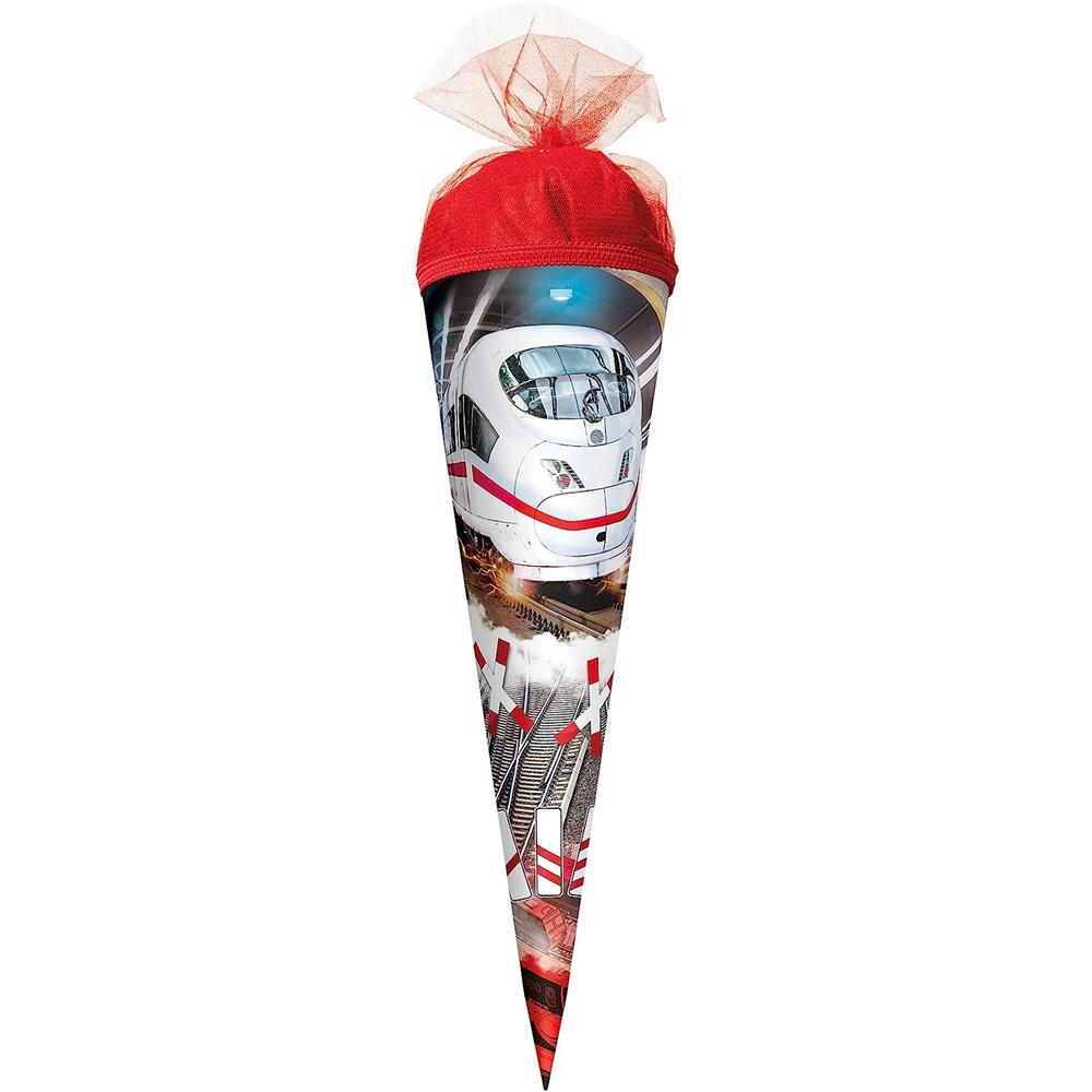 Roth Schultüte Schnellzug, 50cm, rund, Tüllverschluss