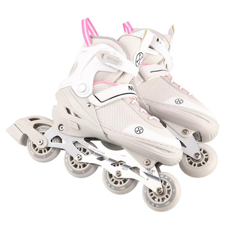 NILS EXTREME NH18188A 2in1 Inliner Schlittschuhe Kinder Gr. 34-38, Grau-Rosa, verstellbar