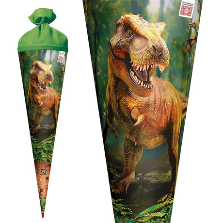 Roth Schultüte Dinosaurier T-Rex, 70cm, rund, Rot(h)-Spitze, Filzverschluss, mit Sound