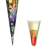 Roth Schultüte Schmetterling, 85cm, eckig, Rot(h)-Spitze, Tüllverschluss, Glitter, Rüschenborte