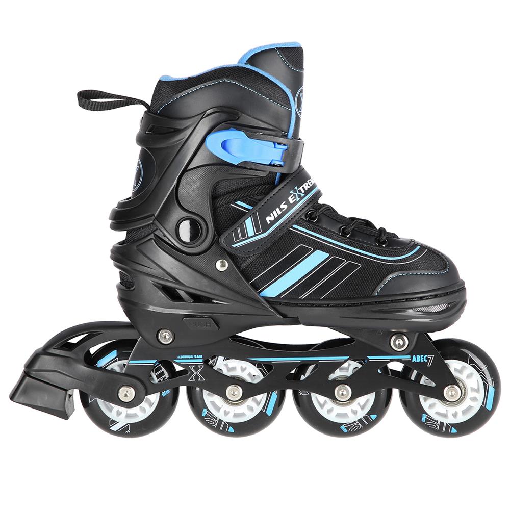 NILS EXTREME NH18191 2in1 Inliner Schlittschuhe Kinder Gr. 29-33, Schwarz-Blau, verstellbar