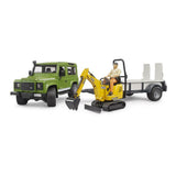 Bruder 02593 - Land Rover Defender, JCB Mikrobagger 8010 CTS und Bauarbeiter