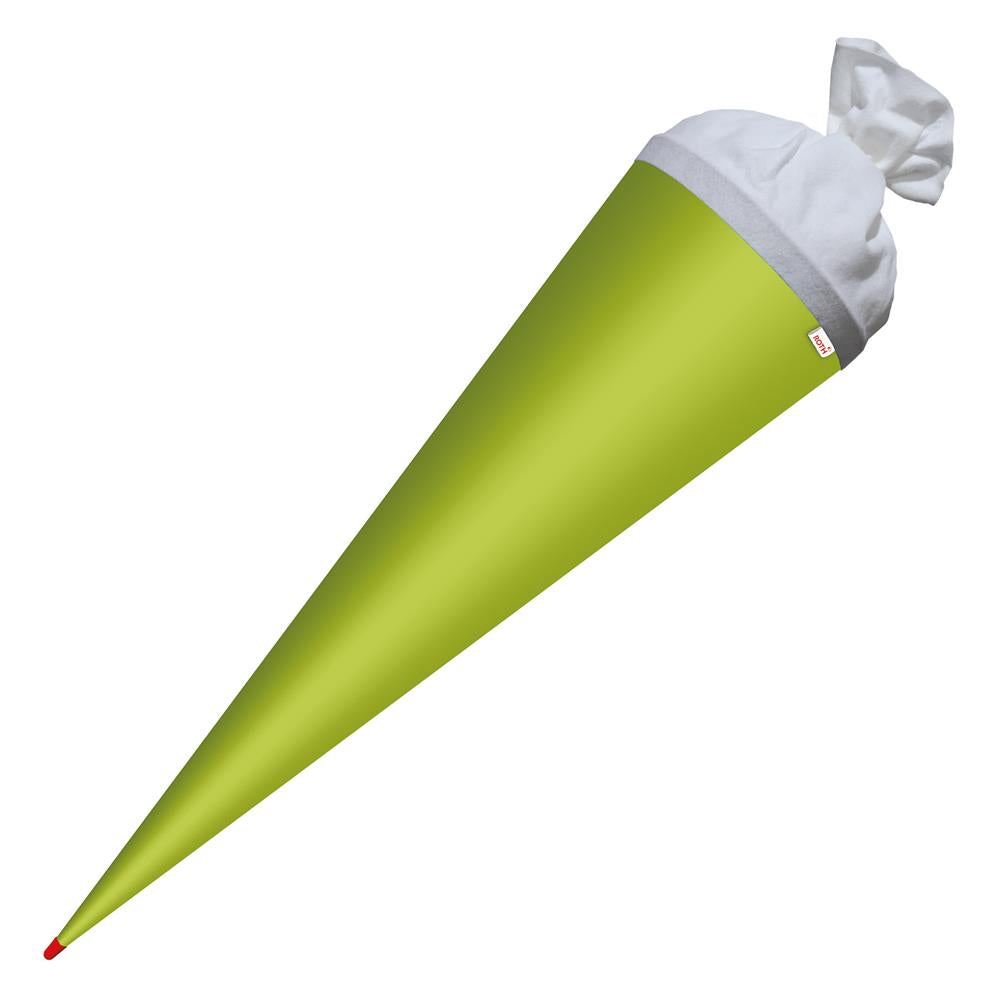 Roth Schultüte-Rohling/Basteltüte, maigrün, 70cm, rund, Rot(h)-Spitze, mit Filzverschluss (weiß)