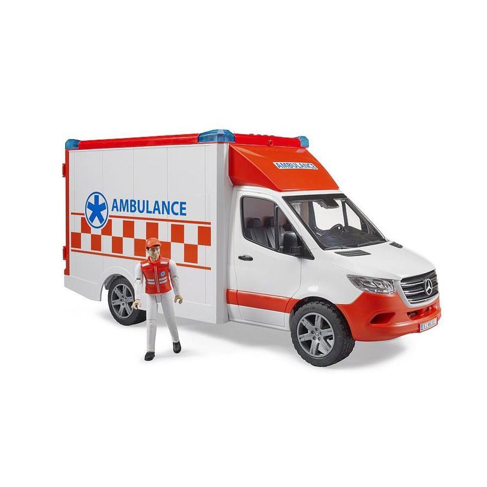 Bruder 02676 - Mercedes Benz Sprinter Ambulanz mit Fahrer, mit Licht & Sound Modul