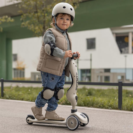 Scoot & Ride Protective Set, Größe XXS, ash, Knieschoner und Ellbogenschoner Set in beige