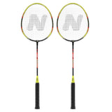 NILS Badminton Set mit 2 Schlägern 3 Federbällen und Tasche, Freizeit Sport