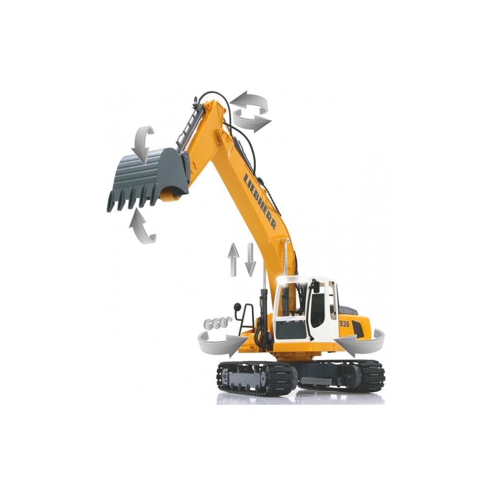 Jamara RC Bagger Liebherr R936, 1:20, 2,4GHz, ferngesteuertes Baufahrzeug mit Sound