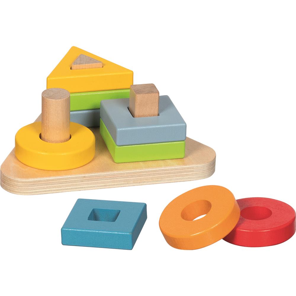 goki Sortierspiel Dreieckig – Holzspielzeug zum Stapeln, für Kinder ab 18 Monaten