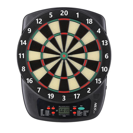 NILS FUN TDE03 Elektronische Dartscheibe - Dartboard mit 6 Pfeilen, 32 Spielmodi, bis 8 Spieler
