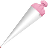 Roth Schultüte-Rohling/Basteltüte, weiß, 70cm, rund, Rot(h)-Spitze, mit Filzverschluss (pink)